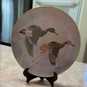Decorative Plate with Flying Ducks